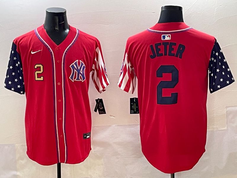Men New York Yankees #2 Jeter Red a generation of national flags Jointly Name 2025 Nike MLB Jersey style 4